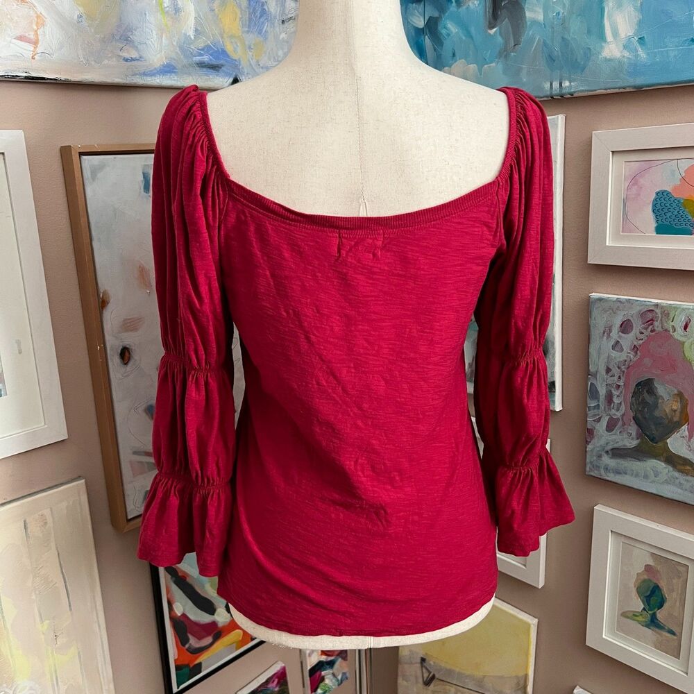 Nation LTD Hillary Romance‎ Tee Magenta Pima Cotton Puff Sleeve Top Size M - Picture 4 of 8